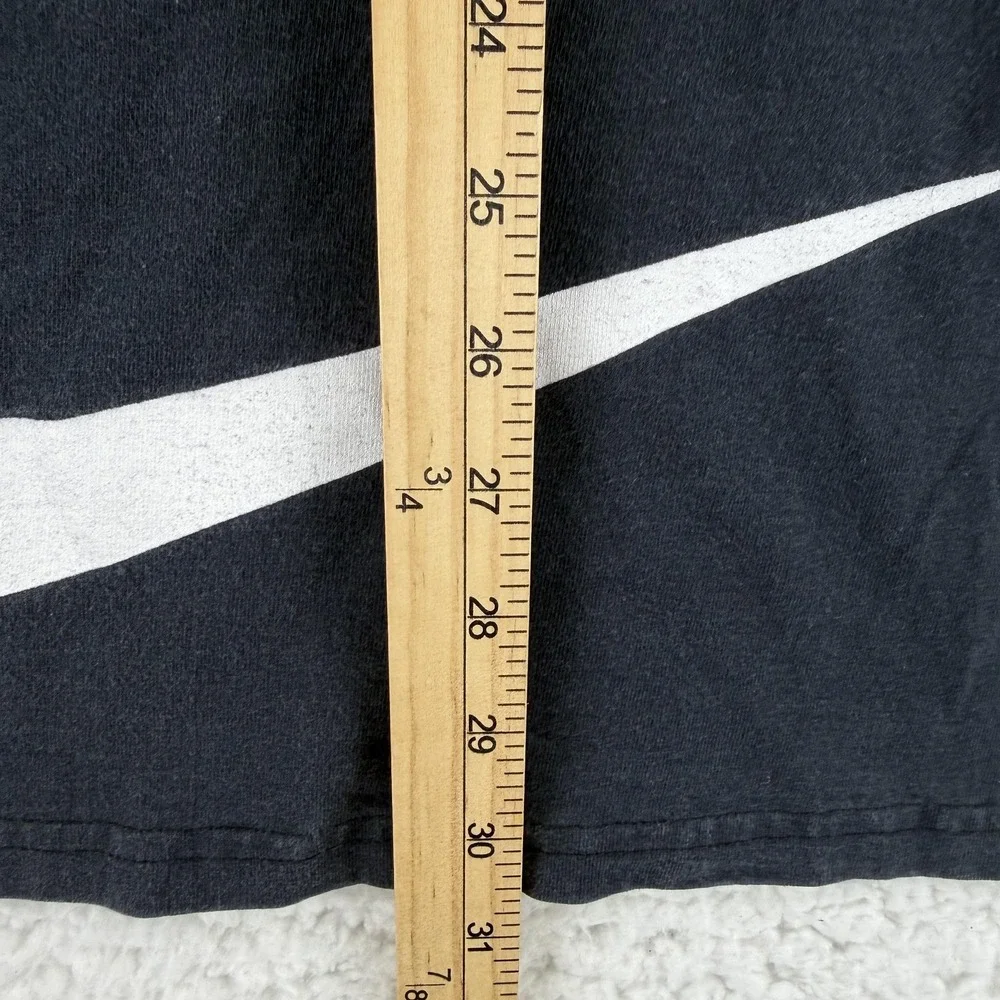 Vintage Nike‎ Shirt Mens 2XL Black Vertical Logo Back Swoosh Tee RUNS SMALL